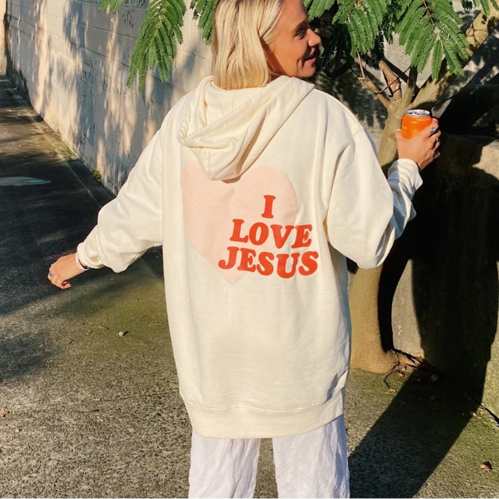 HWLF Puff Print “I love Jesus” hoodie size M